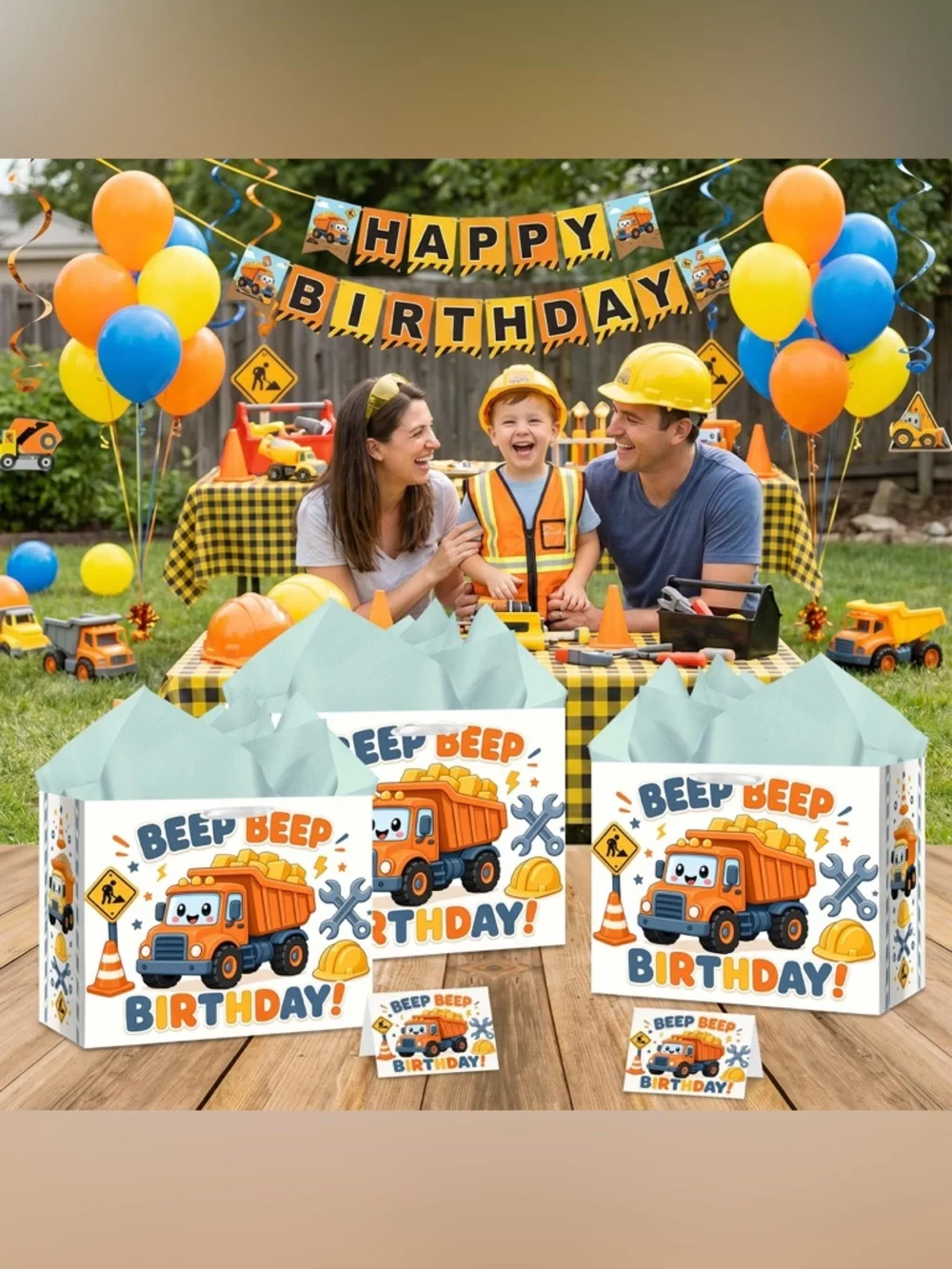 Beep Beep Birthday Red Dump Truck Party Gift Bag